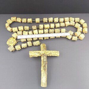 Large Our Lady of Fatima Wall Rosary - Sacred Holm Oak Timber Wood - Portugal